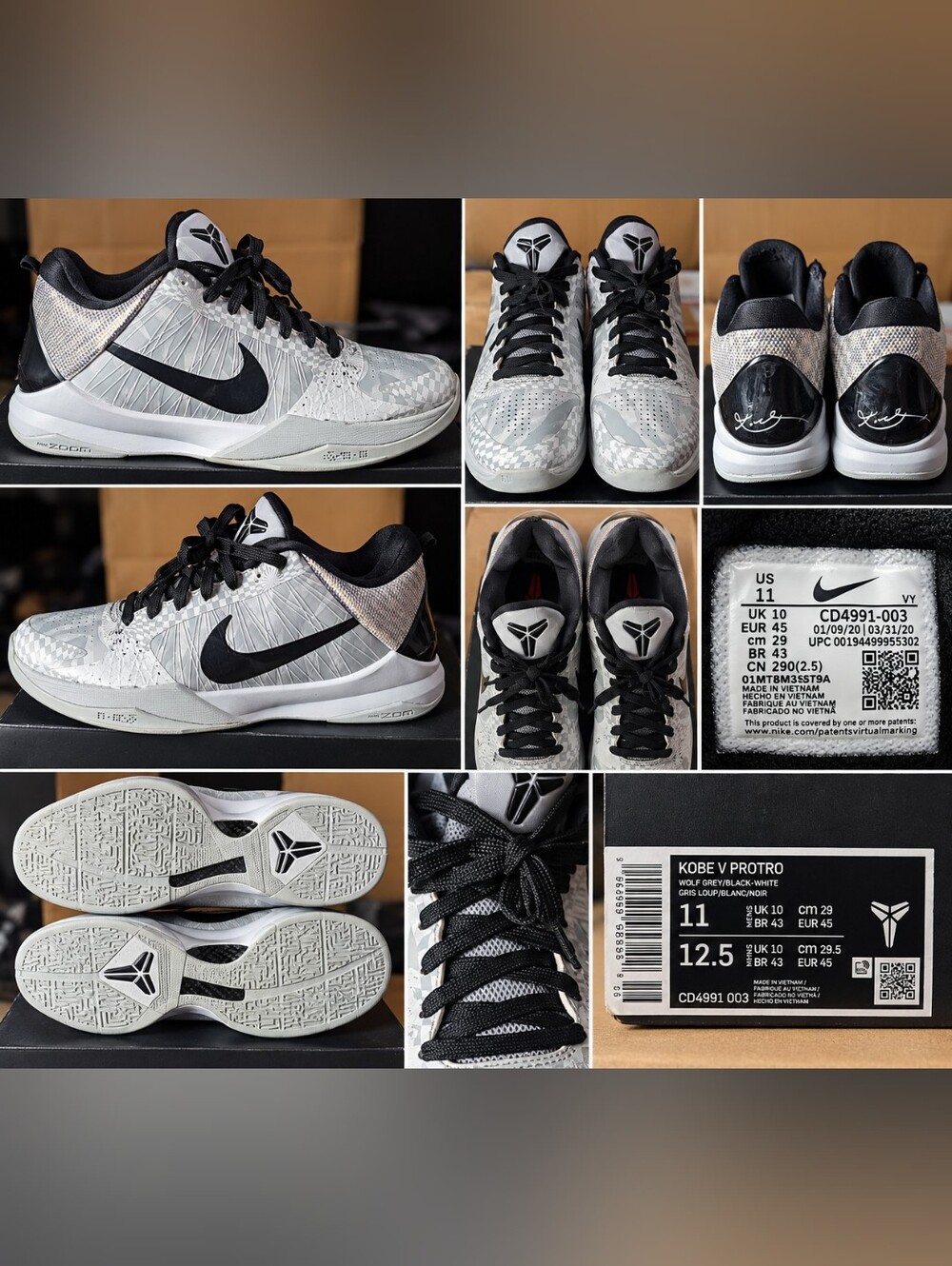 Nike Kobe 5 V Protro Zebra PE DeMar DeRozan CD4991-003 Mens Size 11 OG Box